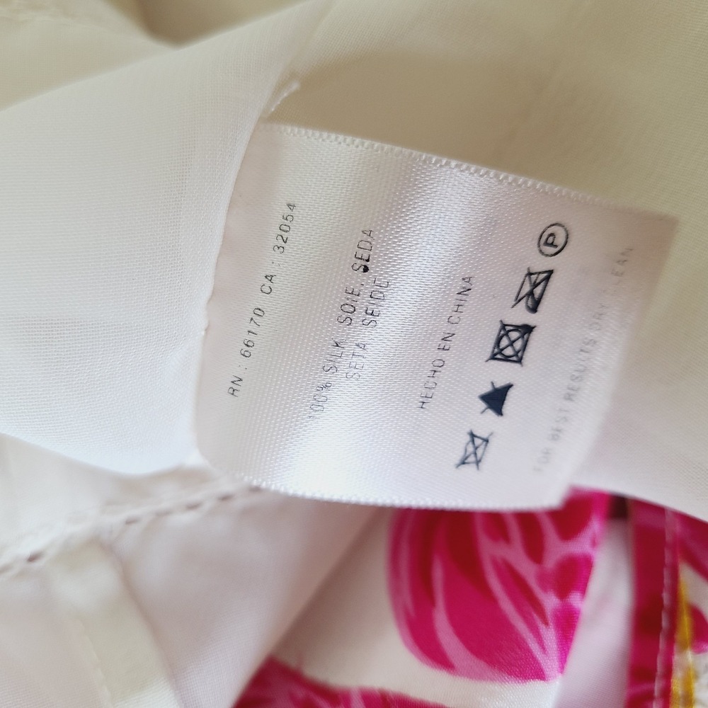 Moulinette Soeurs Pink Silk Shift Dress Floral‎ Pleated Neckline Knee Length 10 - Picture 8 of 8